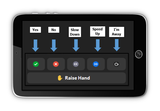 Image of mobile device with non-verbal feedback menu form Zoom